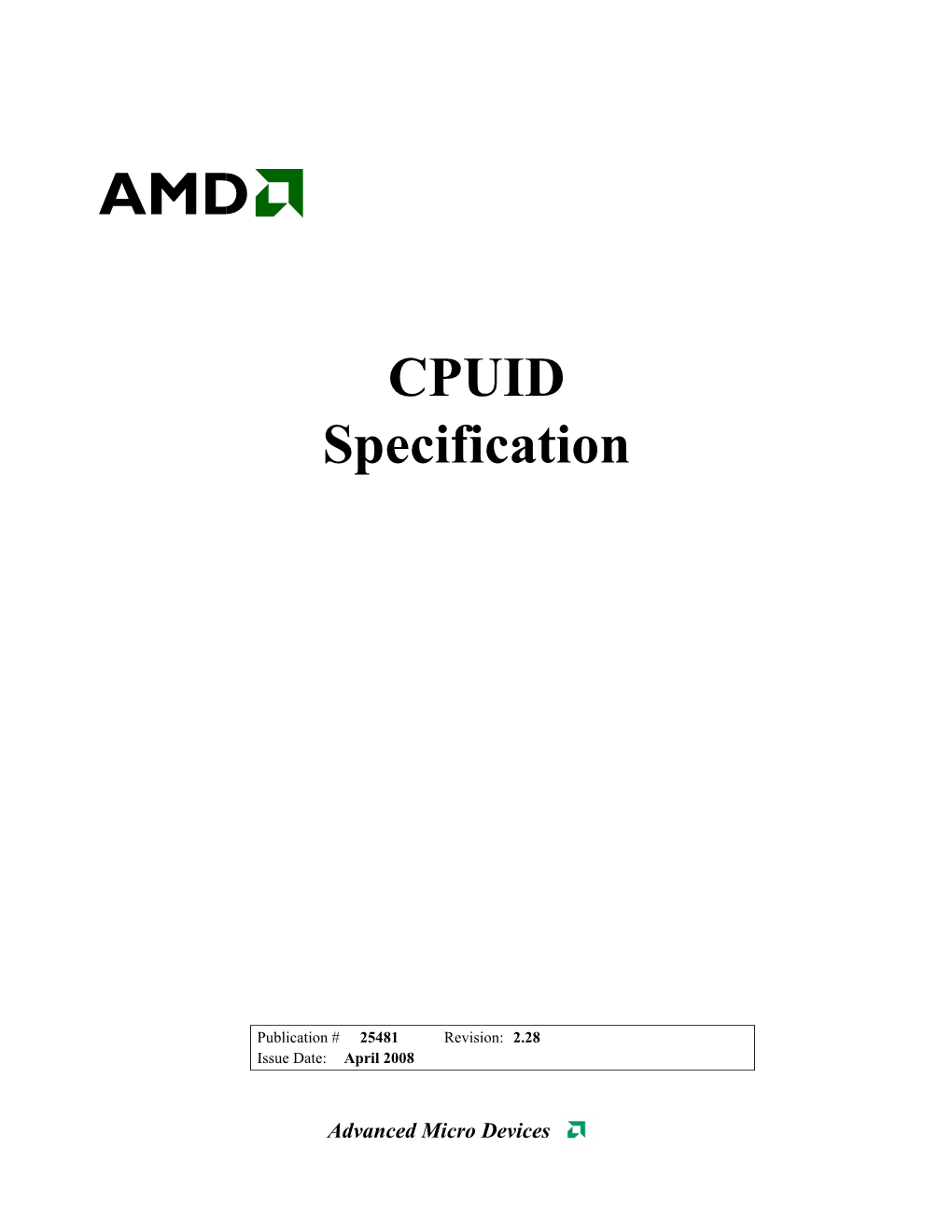 CPUID Specification