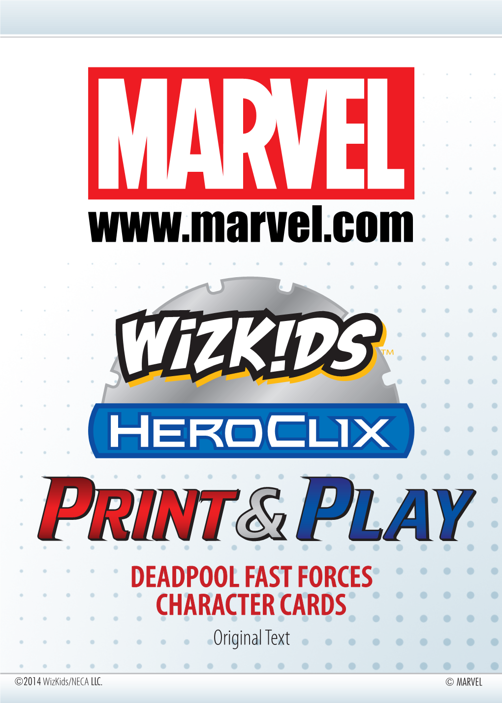 DEADPOOL FAST FORCES CHARACTER CARDS Original Text