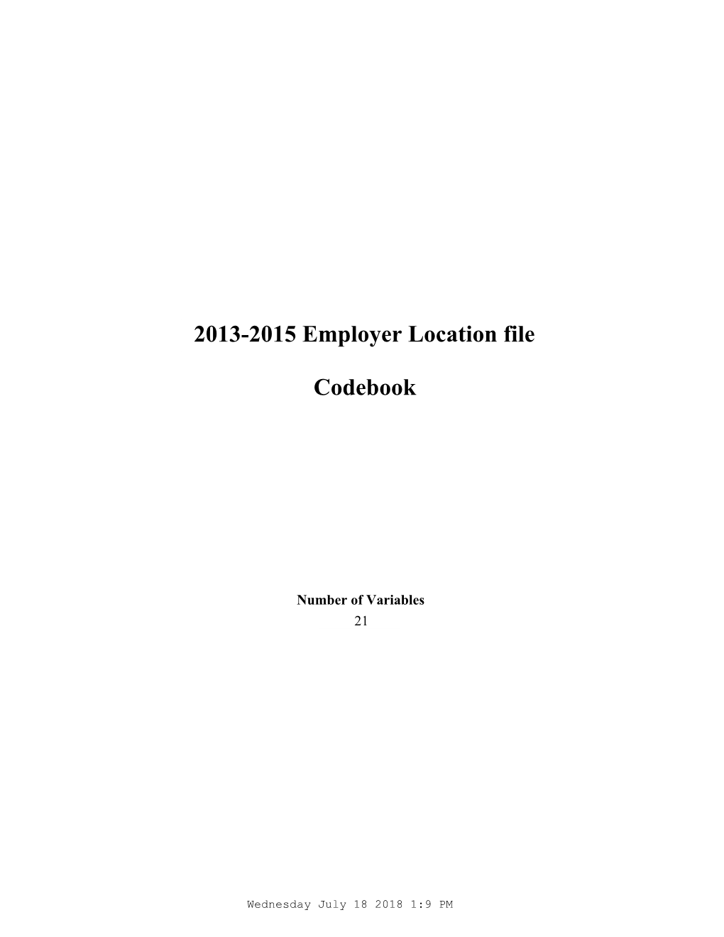 Codebook 2013-2015 Employer Location File