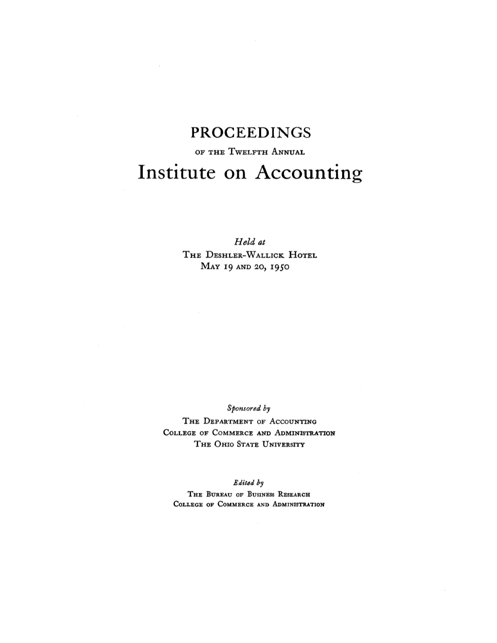 Institute on Accounting