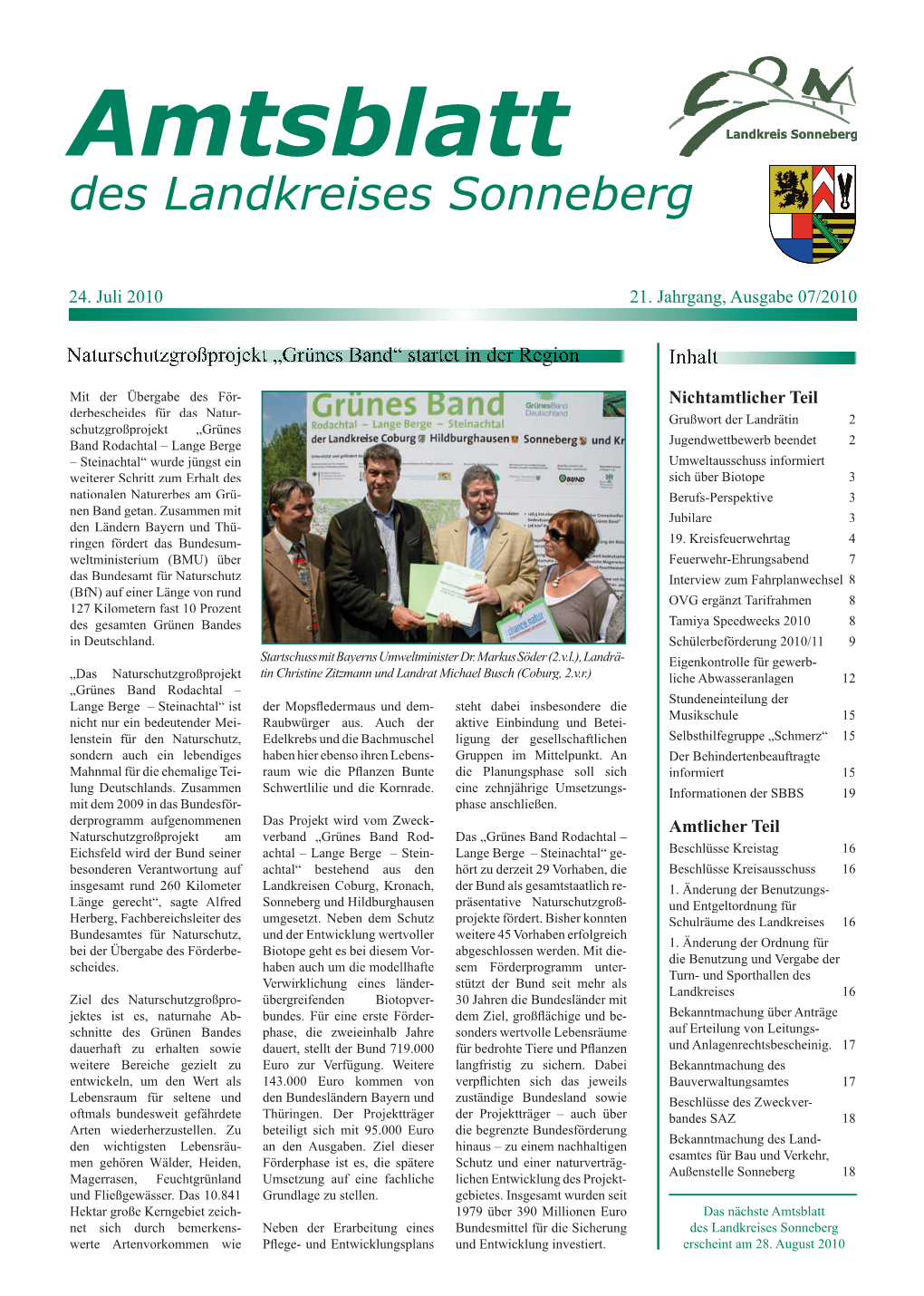 Amtsblatt Des Landkreises Sonneberg