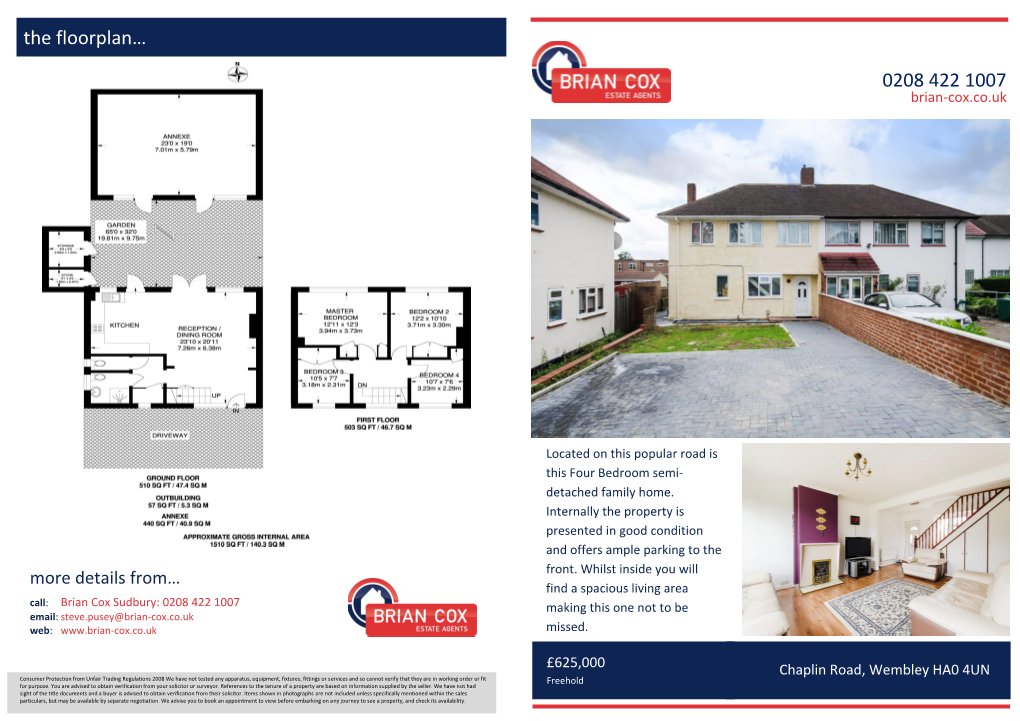 0208 422 1007 the Floorplan…