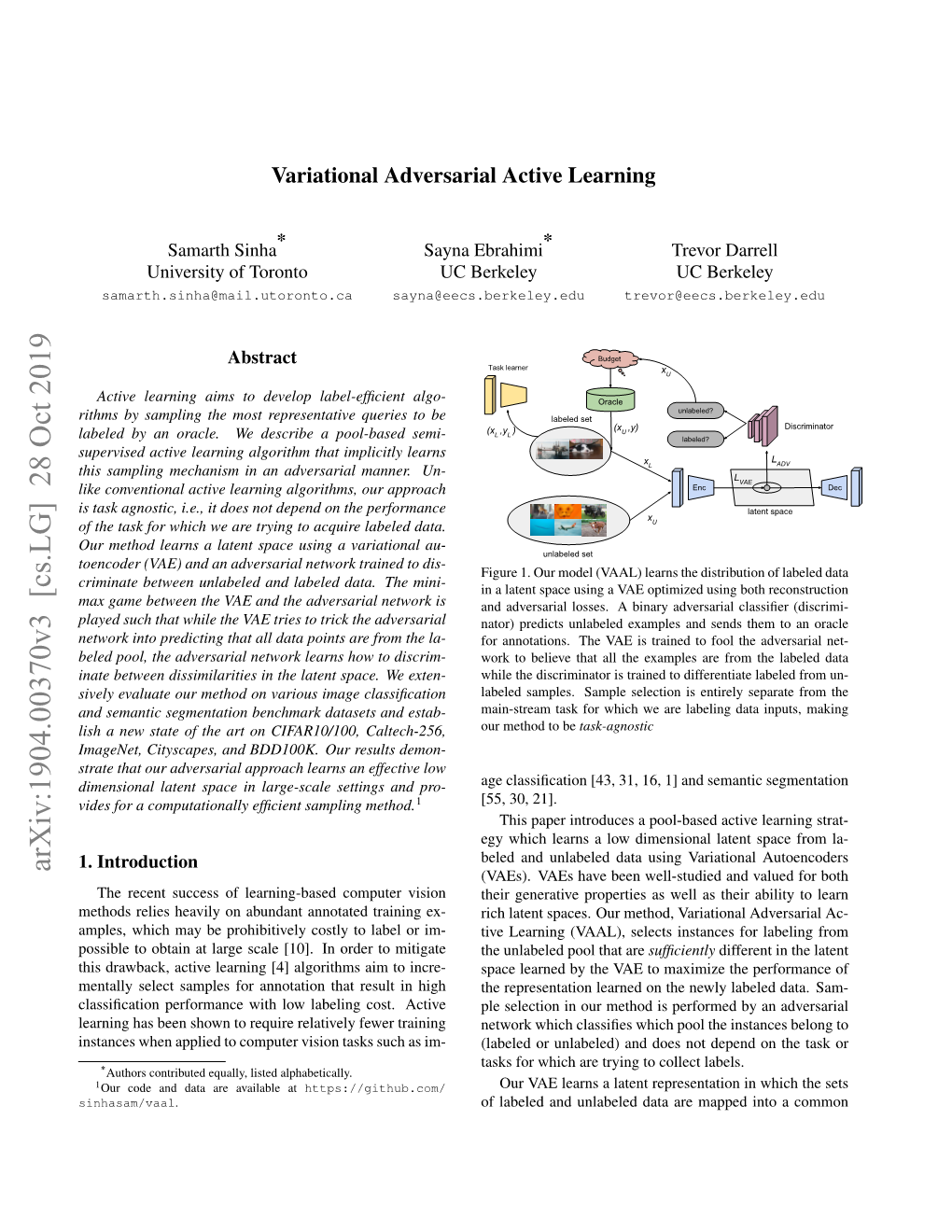 Arxiv:1904.00370V3 [Cs.LG] 28 Oct 2019 (Vaes)