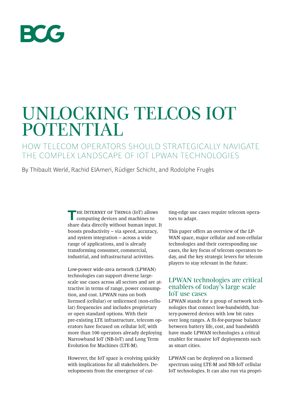 Unlocking Telcos Iot Potential How Telecom Operators Should Strategically Navigate the Complex Landscape of Iot Lpwan Technologies