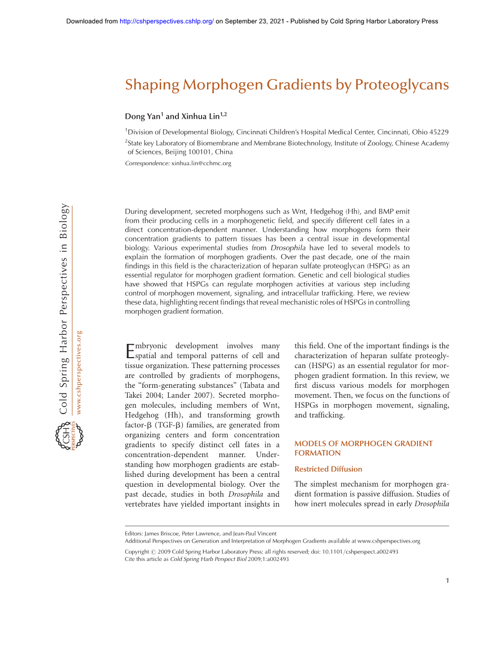 Shaping Morphogen Gradients by Proteoglycans