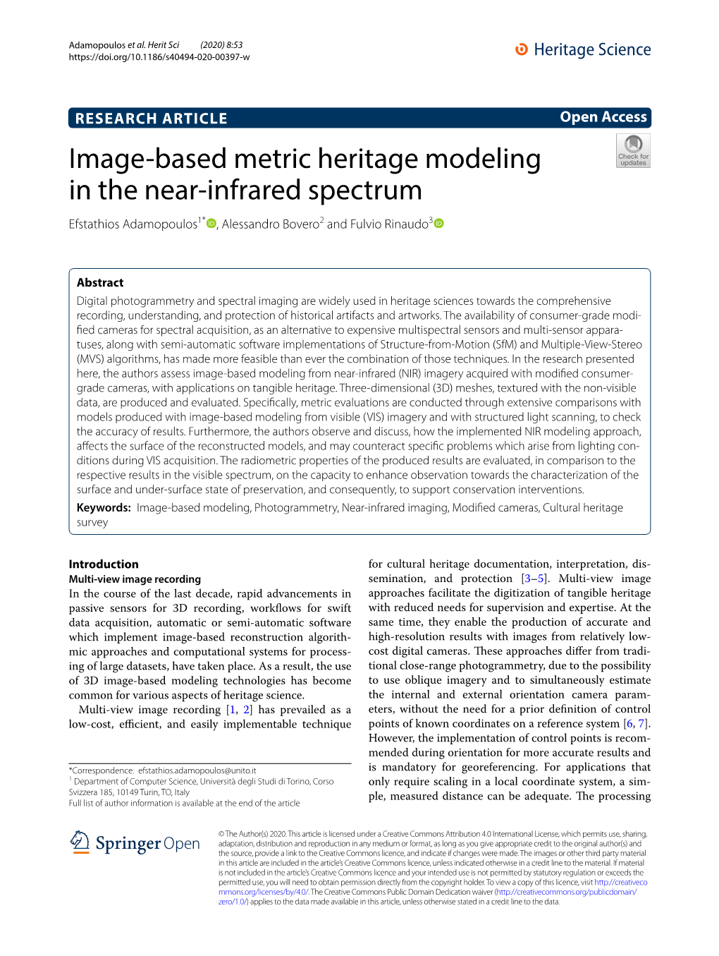 Image-Based Metric Heritage Modeling in the Near-Infrared Spectrum