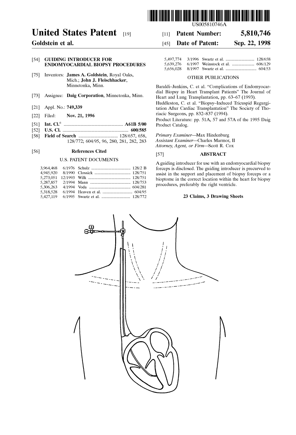 United States Patent (19) 11 Patent Number: 5,810,746 Goldstein Et Al