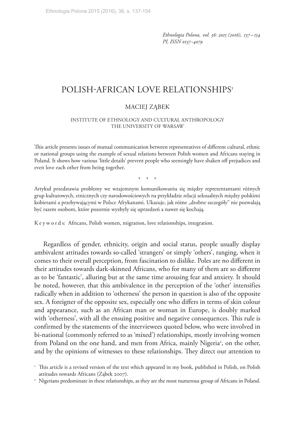 Polish-African Love Relationships1