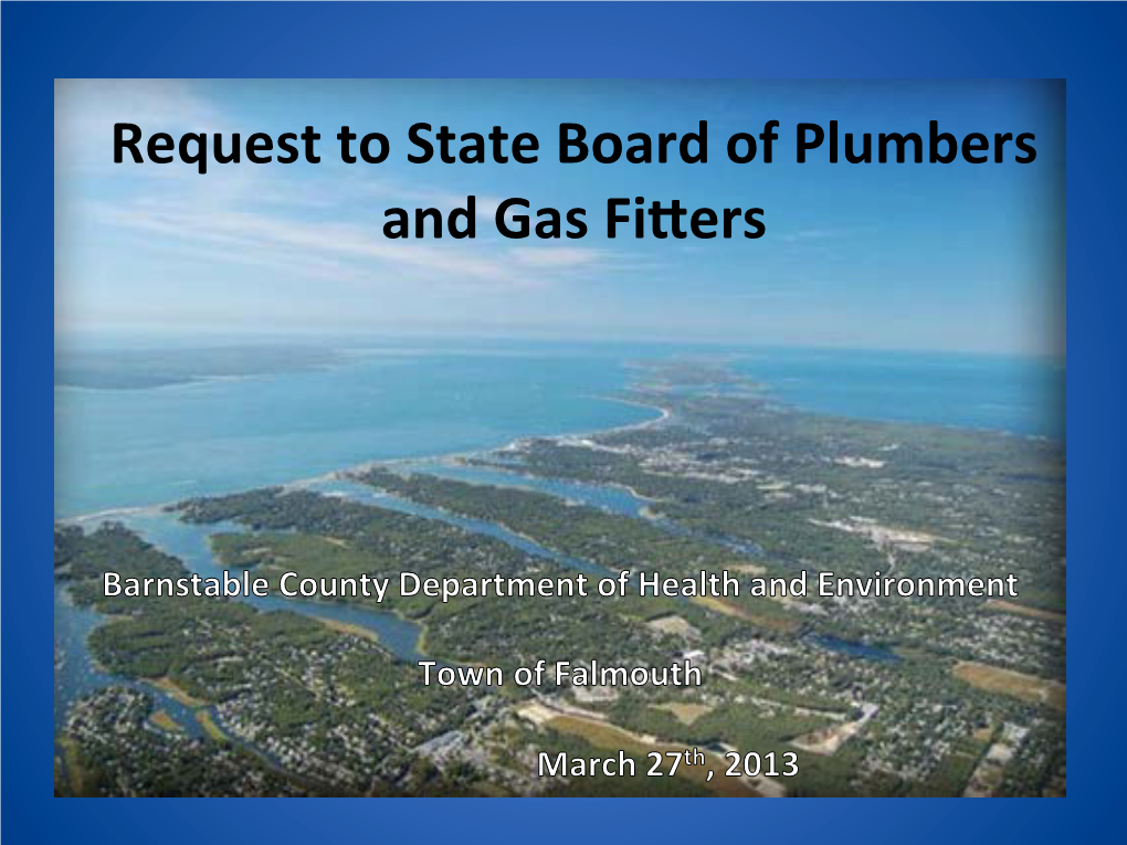 Request to State Board of Plumbers and Gas Fi\Ers