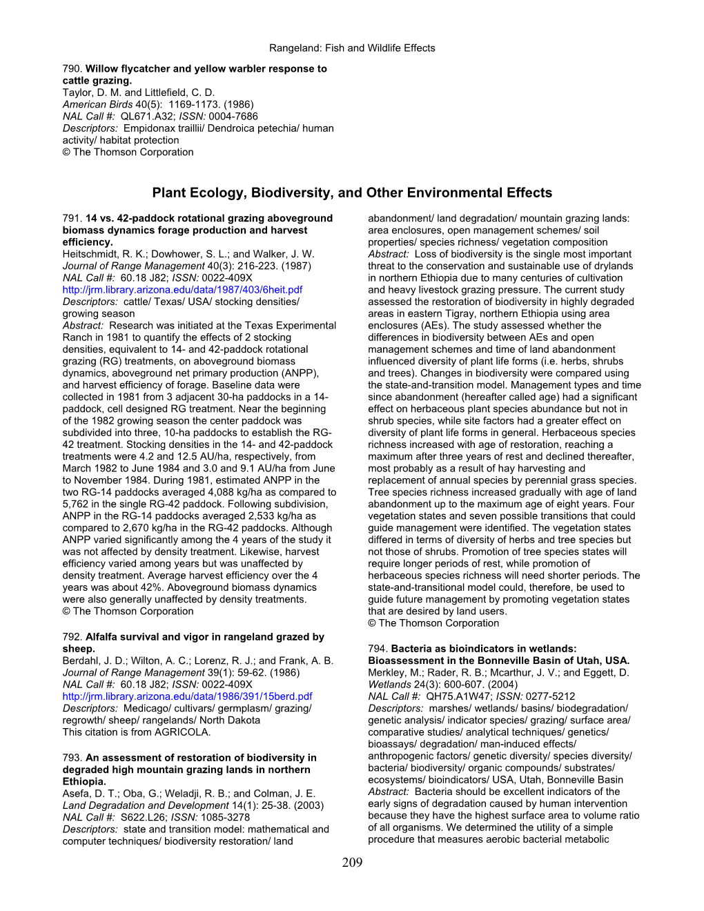 Environmental Effects of Conservation Practices on Grazing Lands Diversity (BIOLOG Ecoplates) As a Reliable Tool for 796