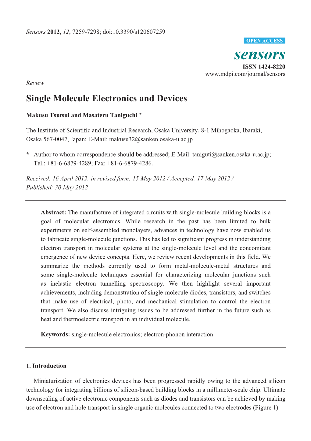 Single Molecule Electronics and Devices