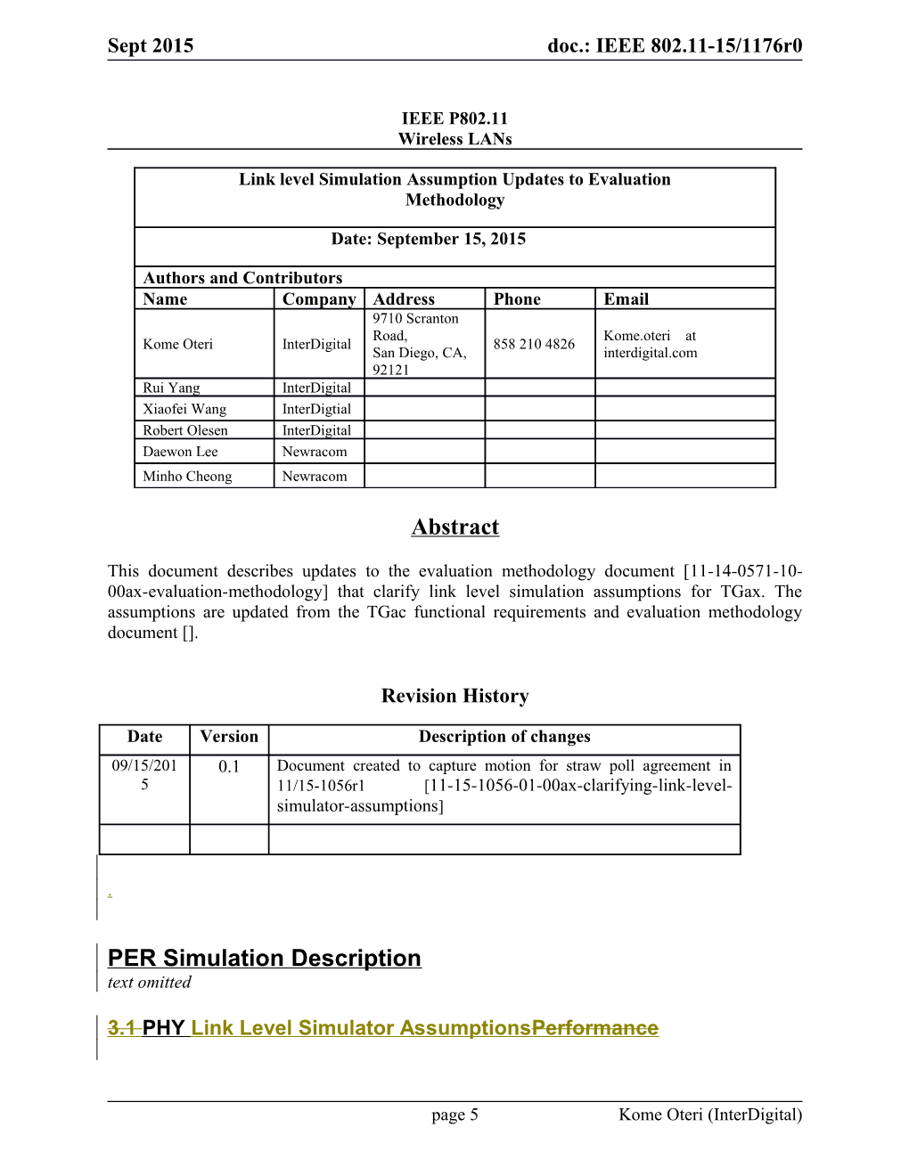 3.1 PHY Link Level Simulator Assumptionsperformance