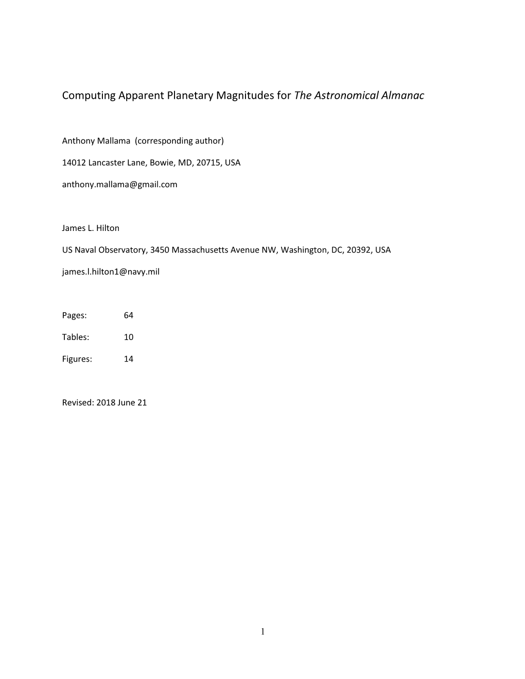 Computing Apparent Planetary Magnitudes for the Astronomical Almanac