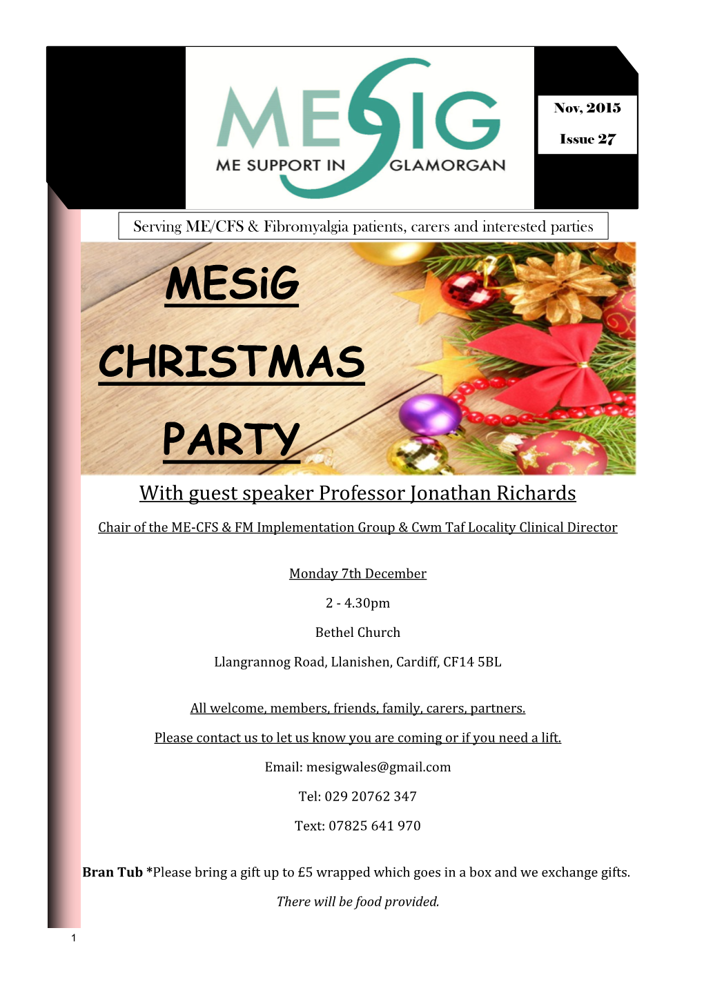 Mesig CHRISTMAS PARTY with Guest Speaker Professor Jonathan Richards