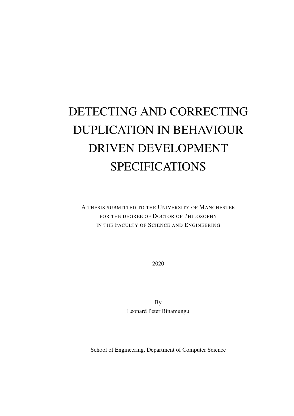 Detecting and Correcting Duplication in Behaviour Driven Development Specifications