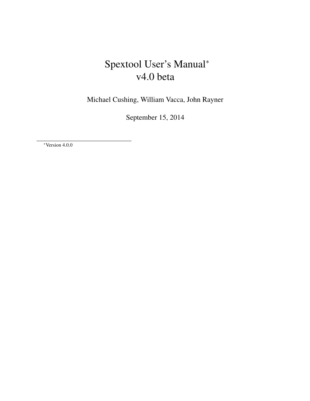 Spextool User's Manual V4.0 Beta