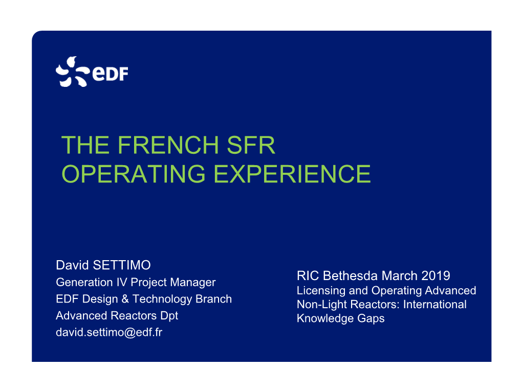 The French Sodium Fast Reactors Operating Experience