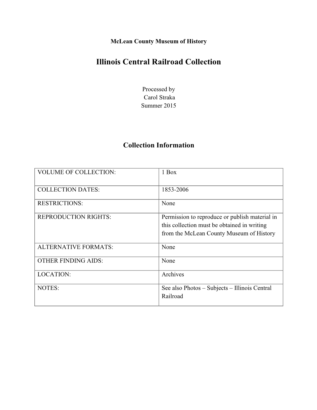 Illinois Central Railroad Collection