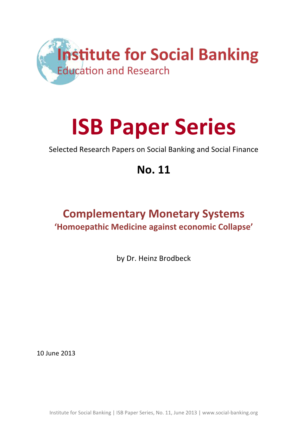 ISB Paper Series Selected Research Papers on Social Banking and Social Finance