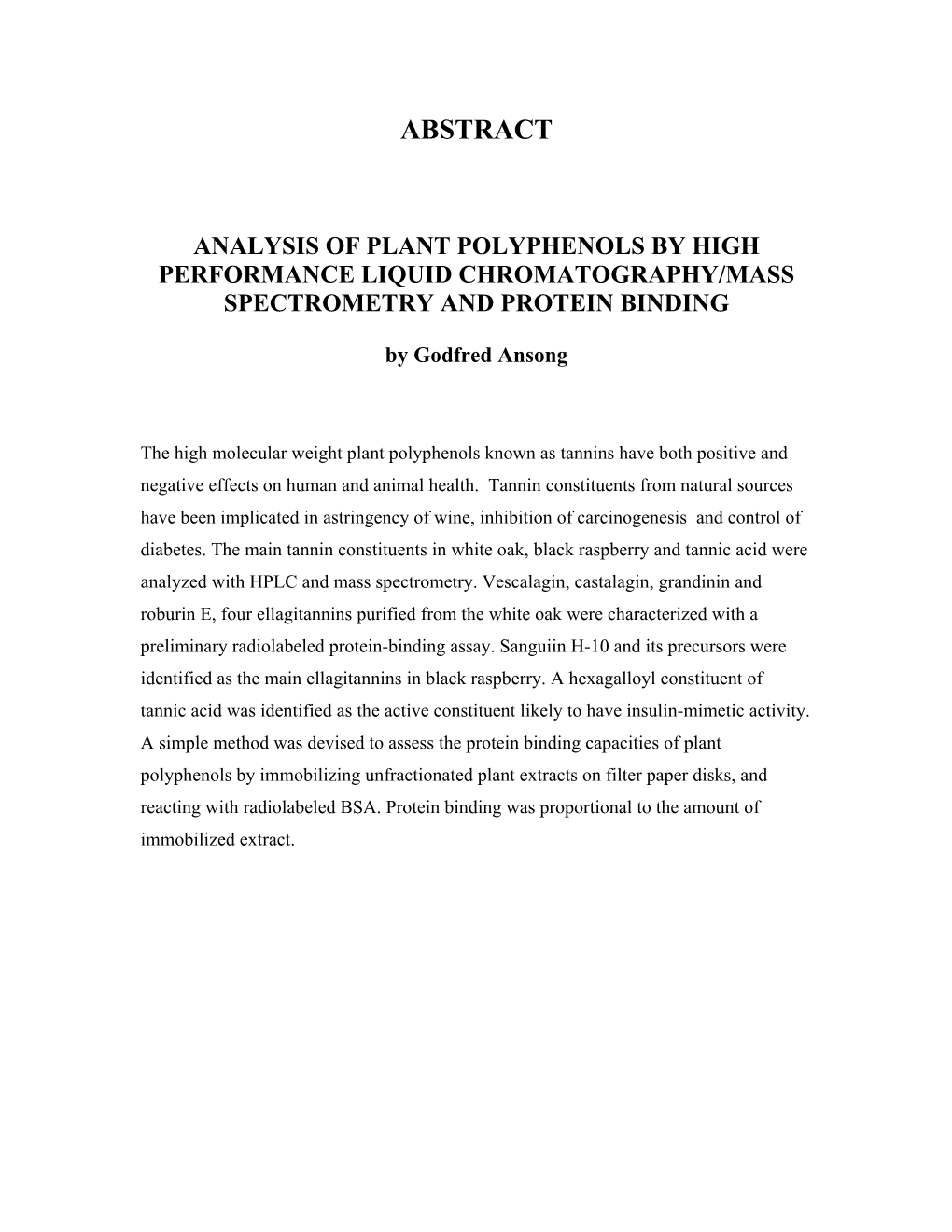 Chapter 1 Plant Polyphenols