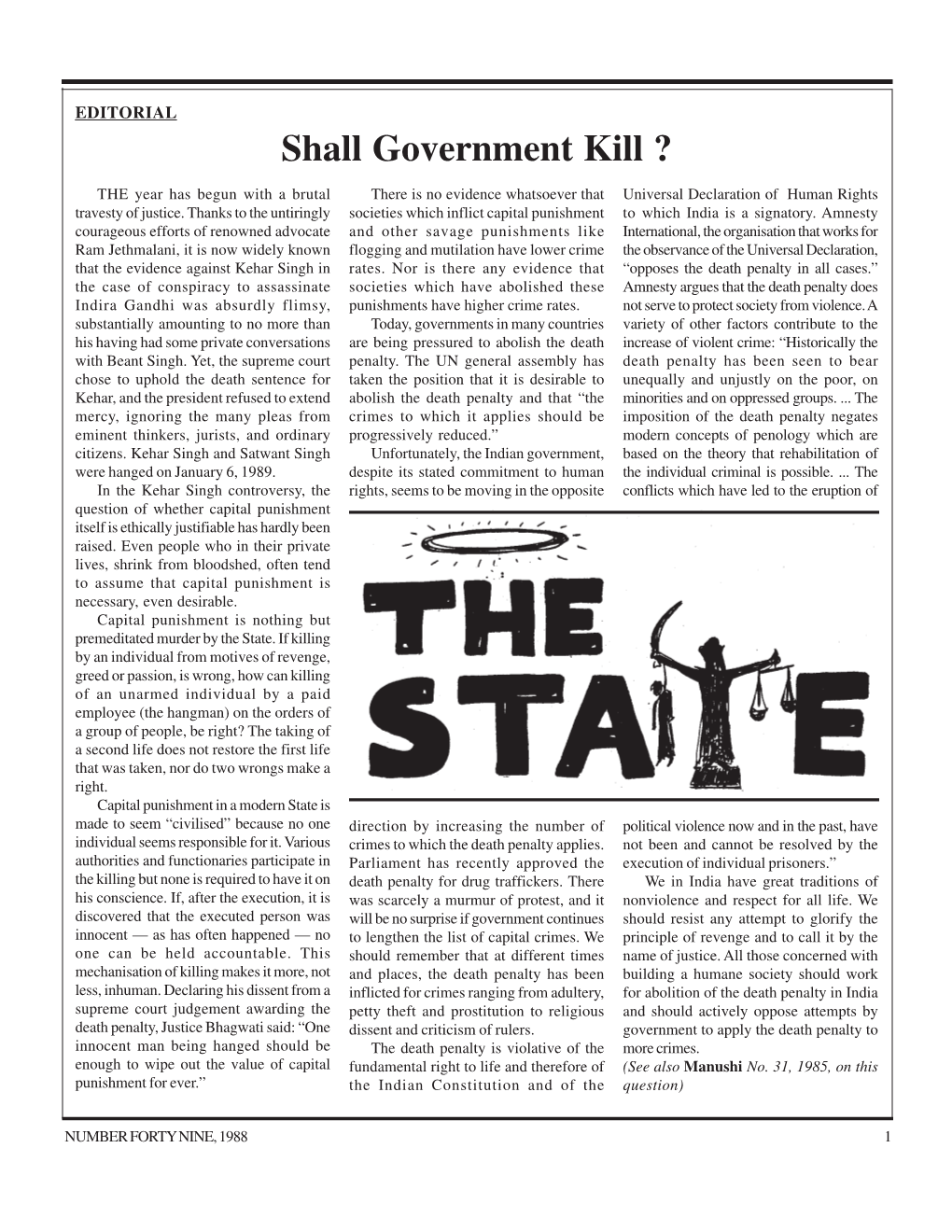 2 EDITORIAL, Shall Government Kill.Pmd