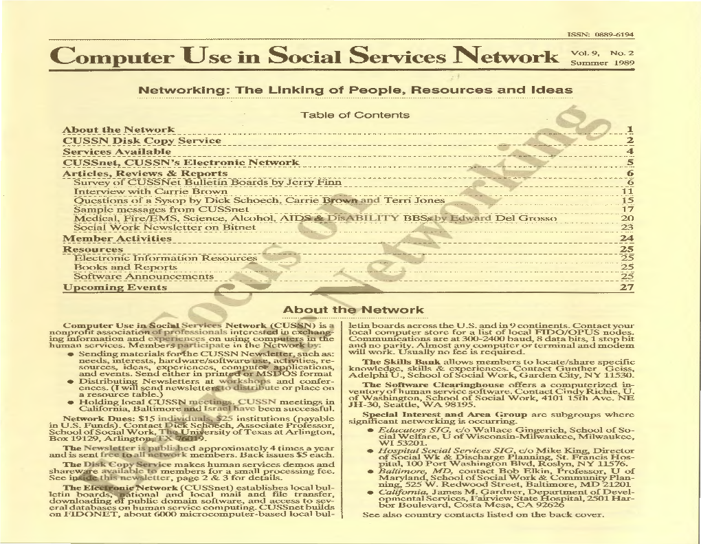 Computer Use in Social Services Network Vol.9, No.2