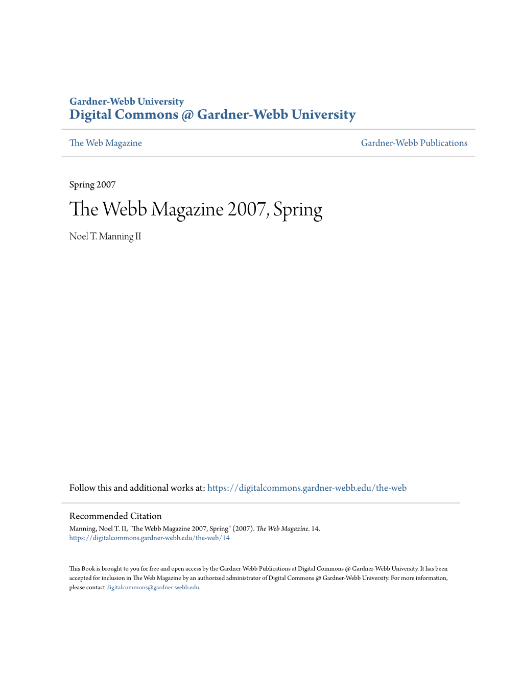 The Webb Magazine 2007, Spring