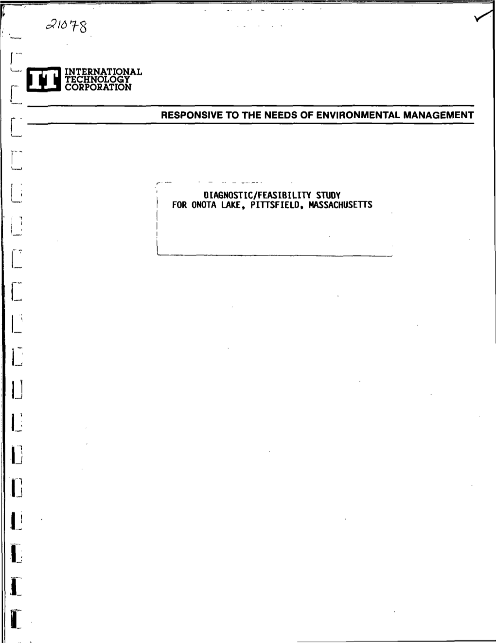 Diagnostic Feasibility Study for Onota Lake, Pittsfield