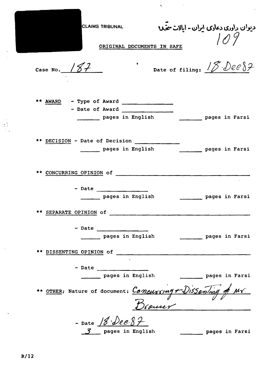 ~~L, - \.:)~\ F.SJ\S,.) C.5.JJ\~ C)~.> - - I Tj 7 - ORIGINAL DOCUMENTS in SAFE