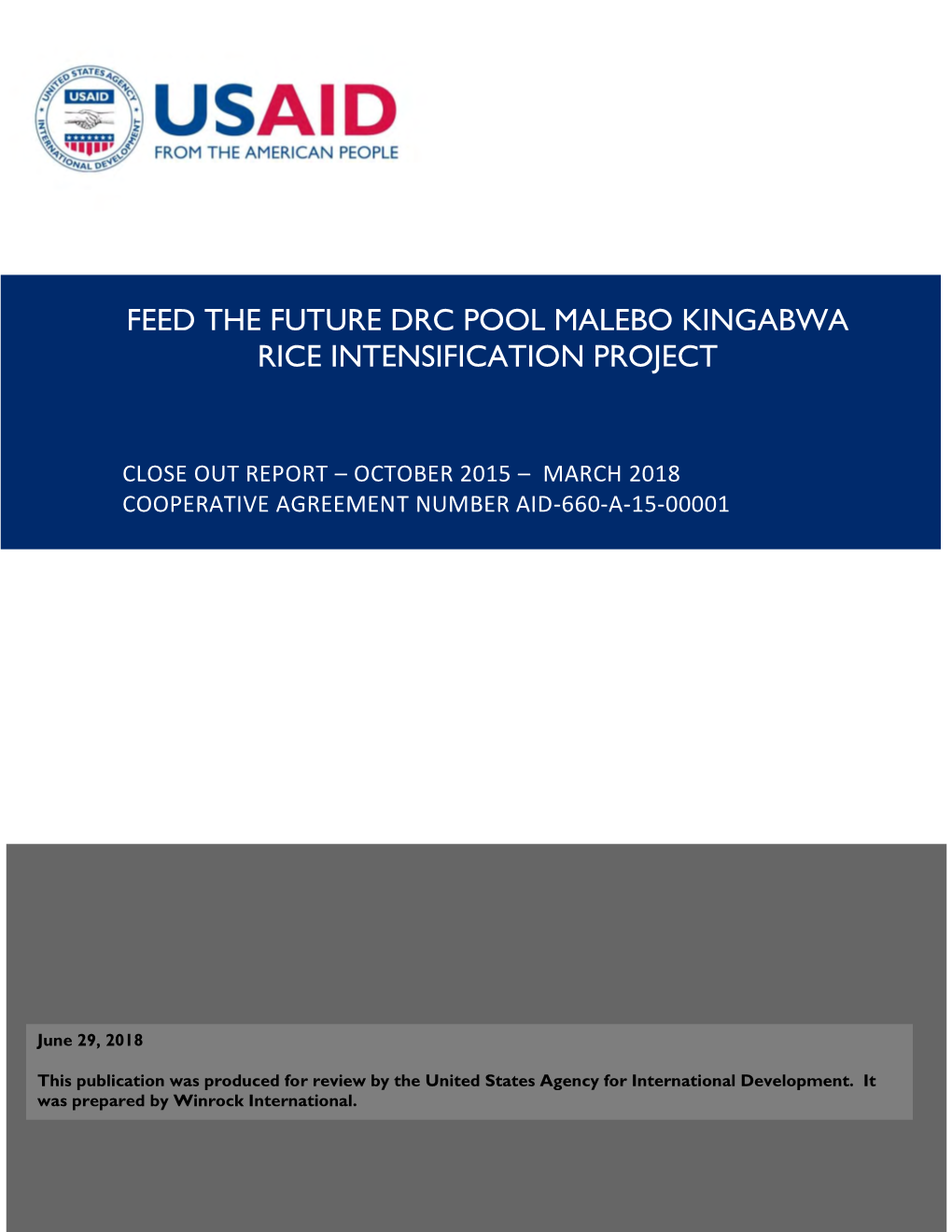Feed the Future Drc Pool Malebo Kingabwa Rice Intensification Project