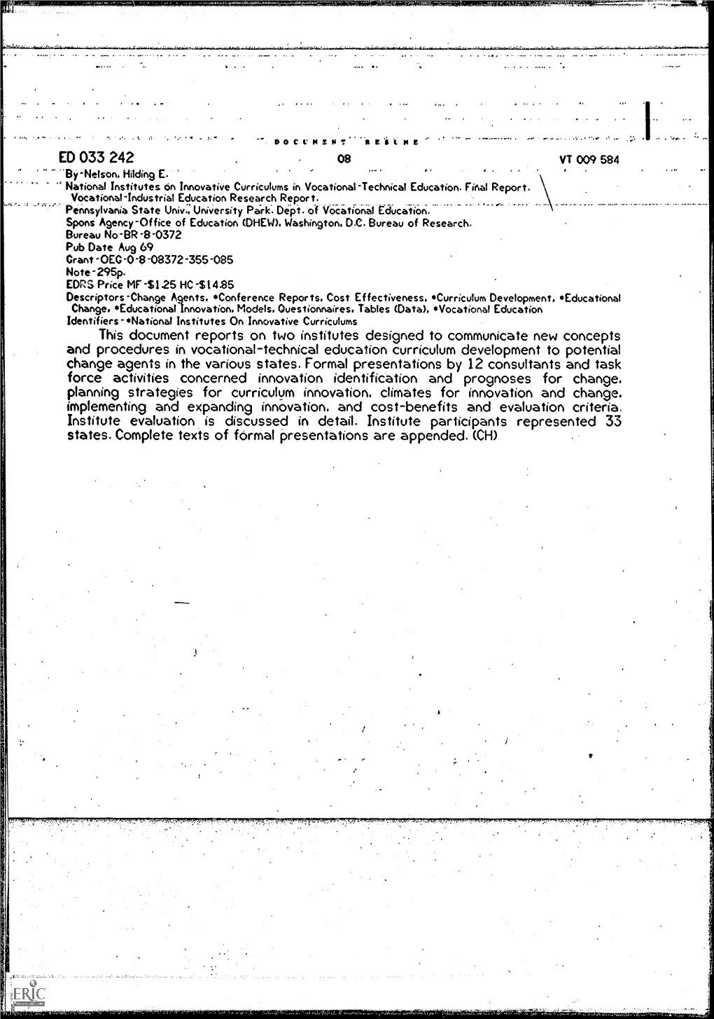 Force Activities Concerned Innovation Identification and Prognoses for Change, Planning Strategies for Curriculum Innovation, Climates for Innovation and Change