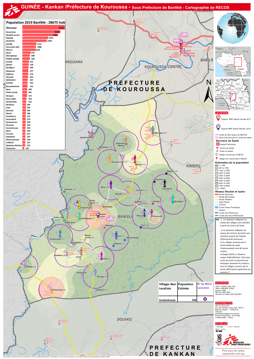 GUINÉE - Kankan /Préfecture De Kouroussa - Sous Préfecture De Banfélé - Cartographie De RECOS Banie Banie KOUMANA