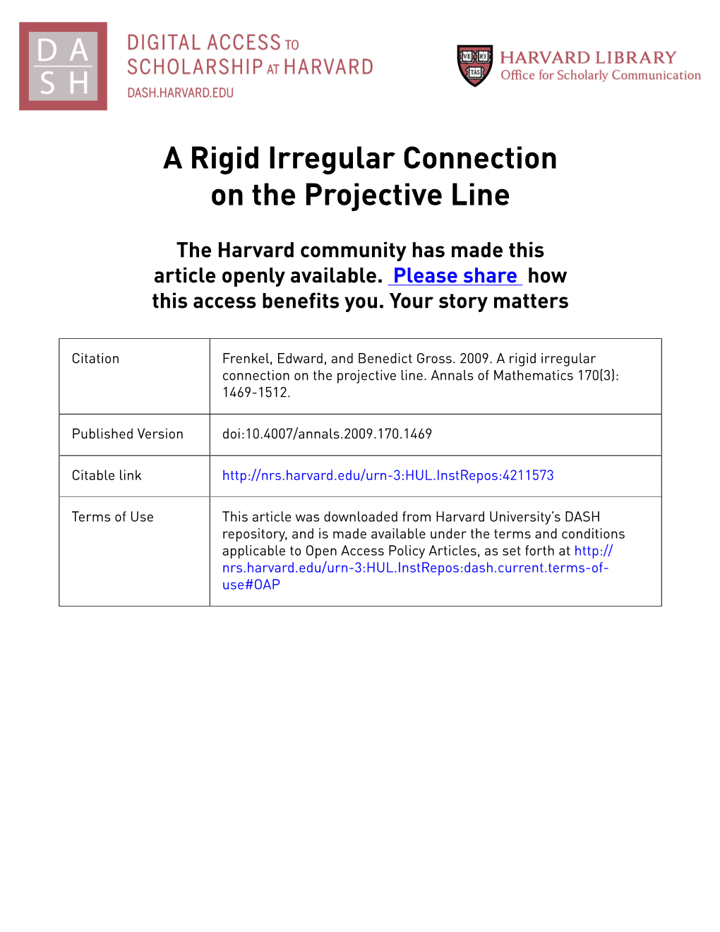 A Rigid Irregular Connection on the Projective Line