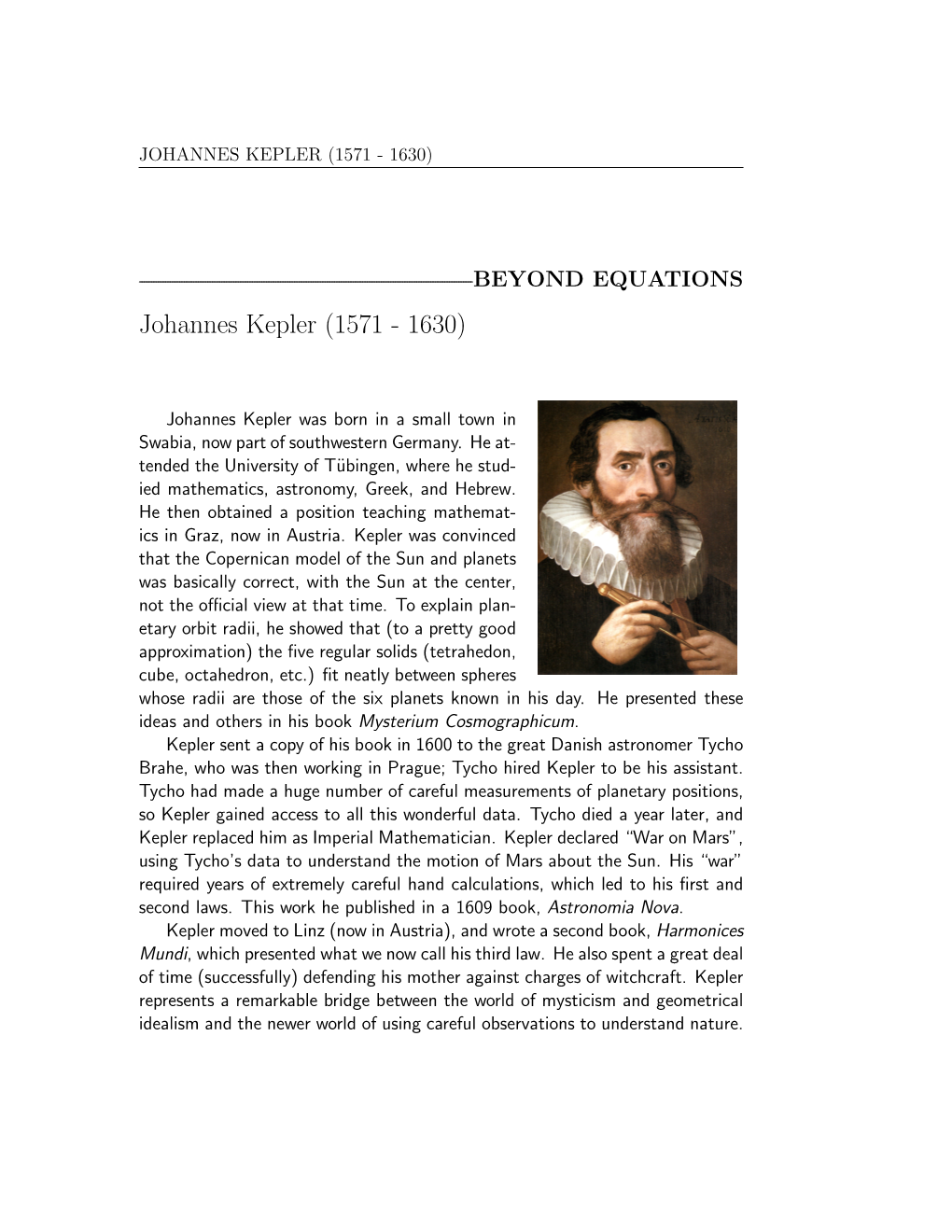 Johannes Kepler (1571 - 1630)