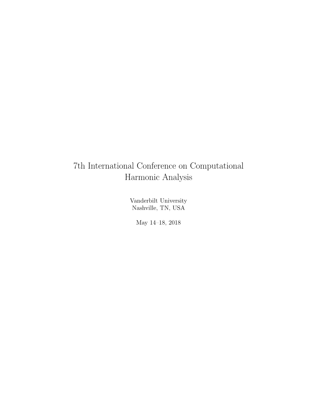 7Th International Conference on Computational Harmonic Analysis