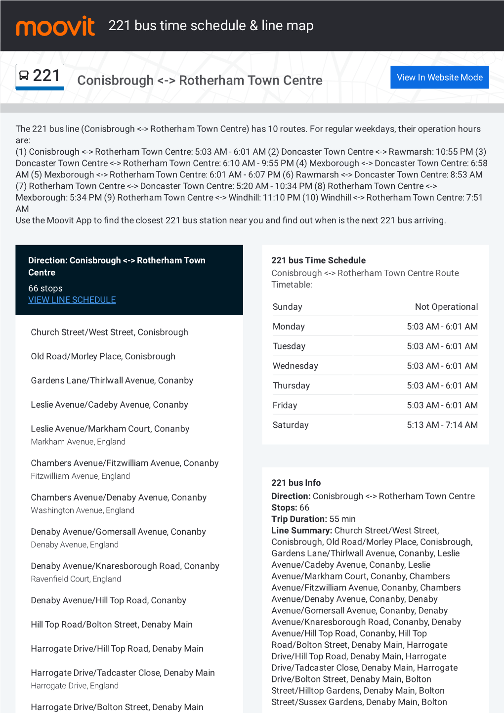 221 Bus Time Schedule & Line Route