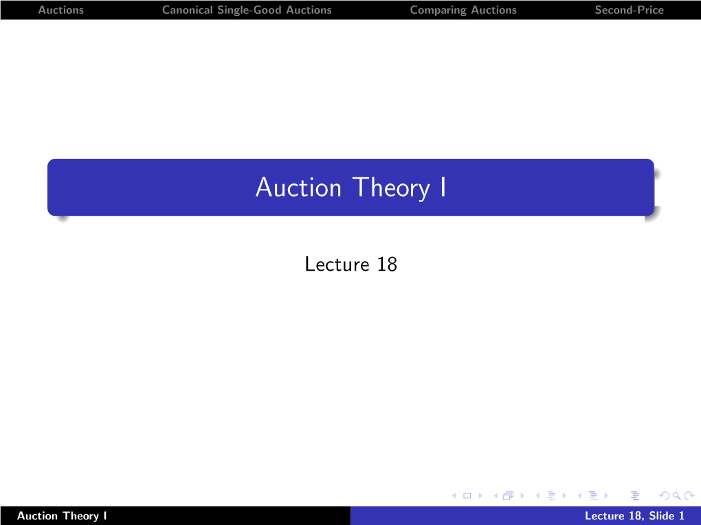Auction Theory I