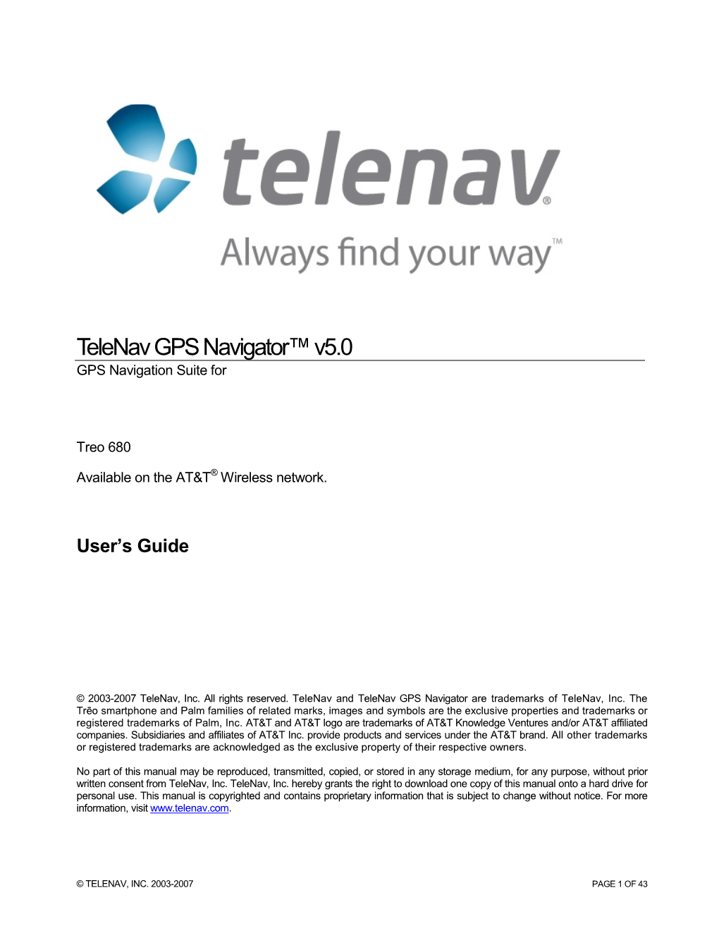 Telenav V5.0 User's Guide