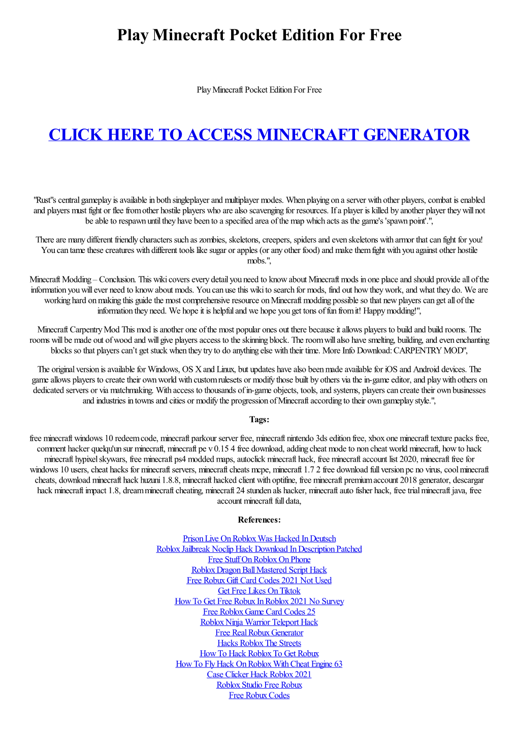 Play Minecraft Pocket Edition for Free
