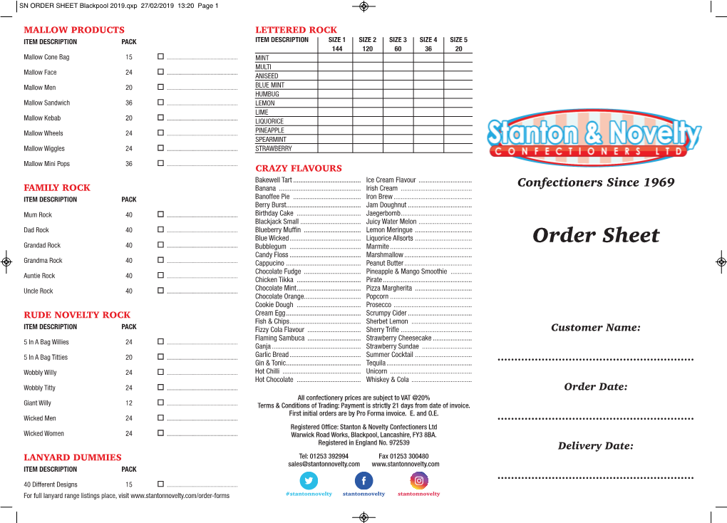 ORDER SHEET Blackpool 2019.Qxp 27/02/2019 13:20 Page 1