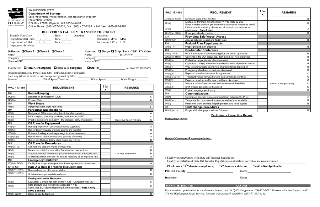 Vessel Oil Transfer Monitoring Report