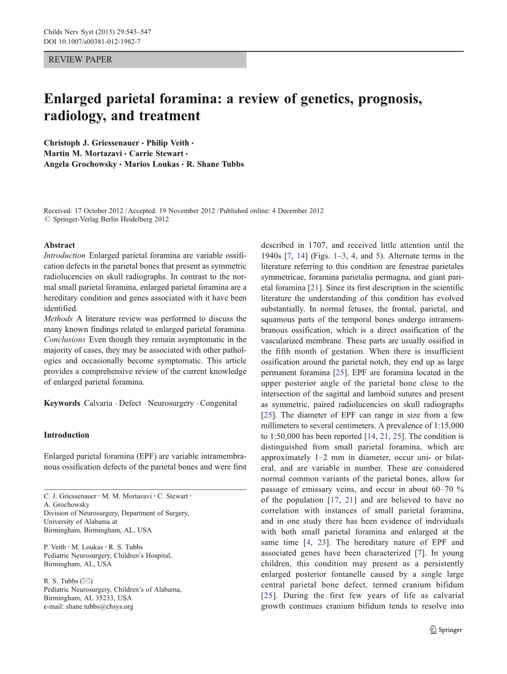 Enlarged Parietal Foramina: a Review of Genetics, Prognosis, Radiology, and Treatment
