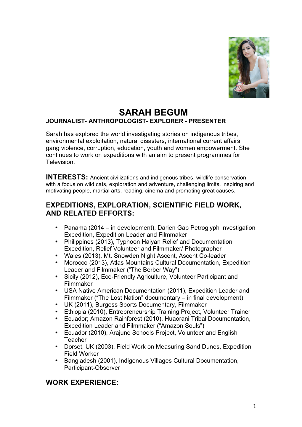 Sarah Begum Journalist- Anthropologist- Explorer - Presenter