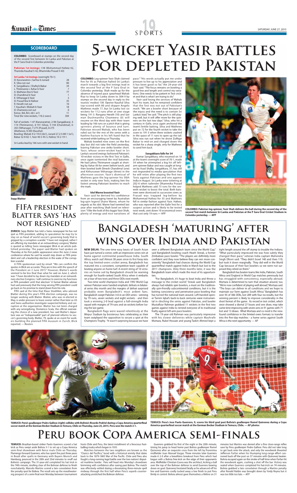 5-Wicket Yasir Battles for Depleted Pakistan