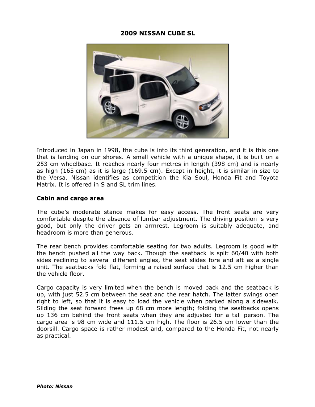 2009 Nissan Cube Sl