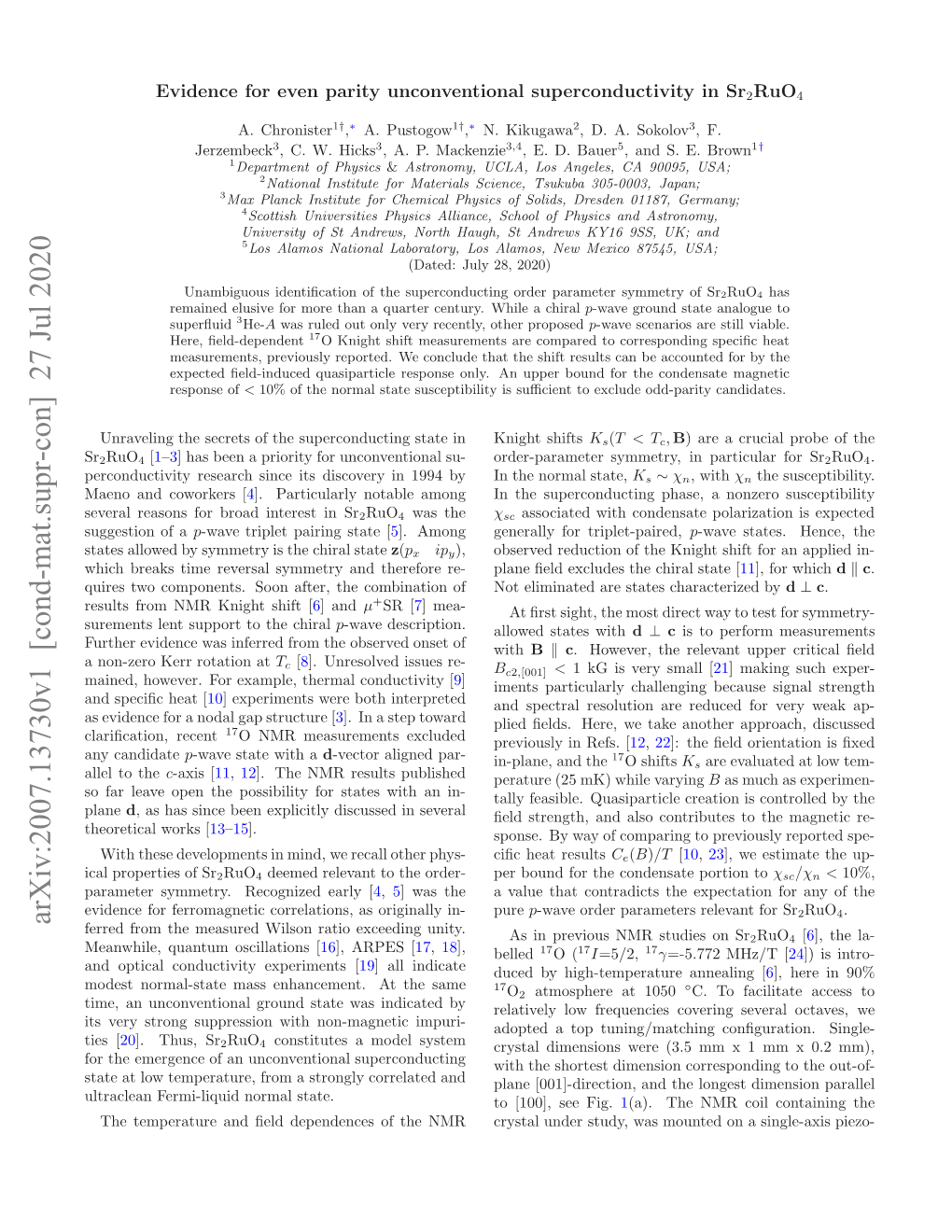 Arxiv:2007.13730V1 [Cond-Mat.Supr-Con]