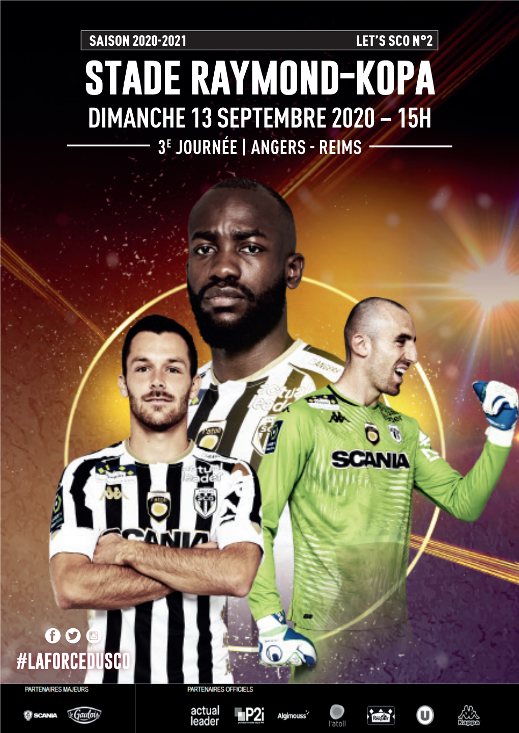 Stade Raymond-Kopa DIMANCHE 13 SEPTEMBRE 2020 – 15H 3E JOURNÉE | ANGERS - REIMS