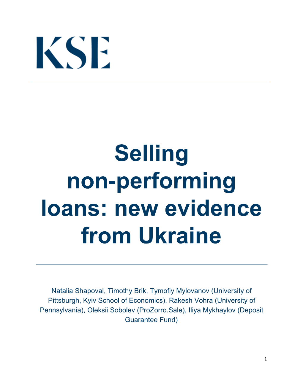 Selling Non-Performing Loans: New Evidence from Ukraine