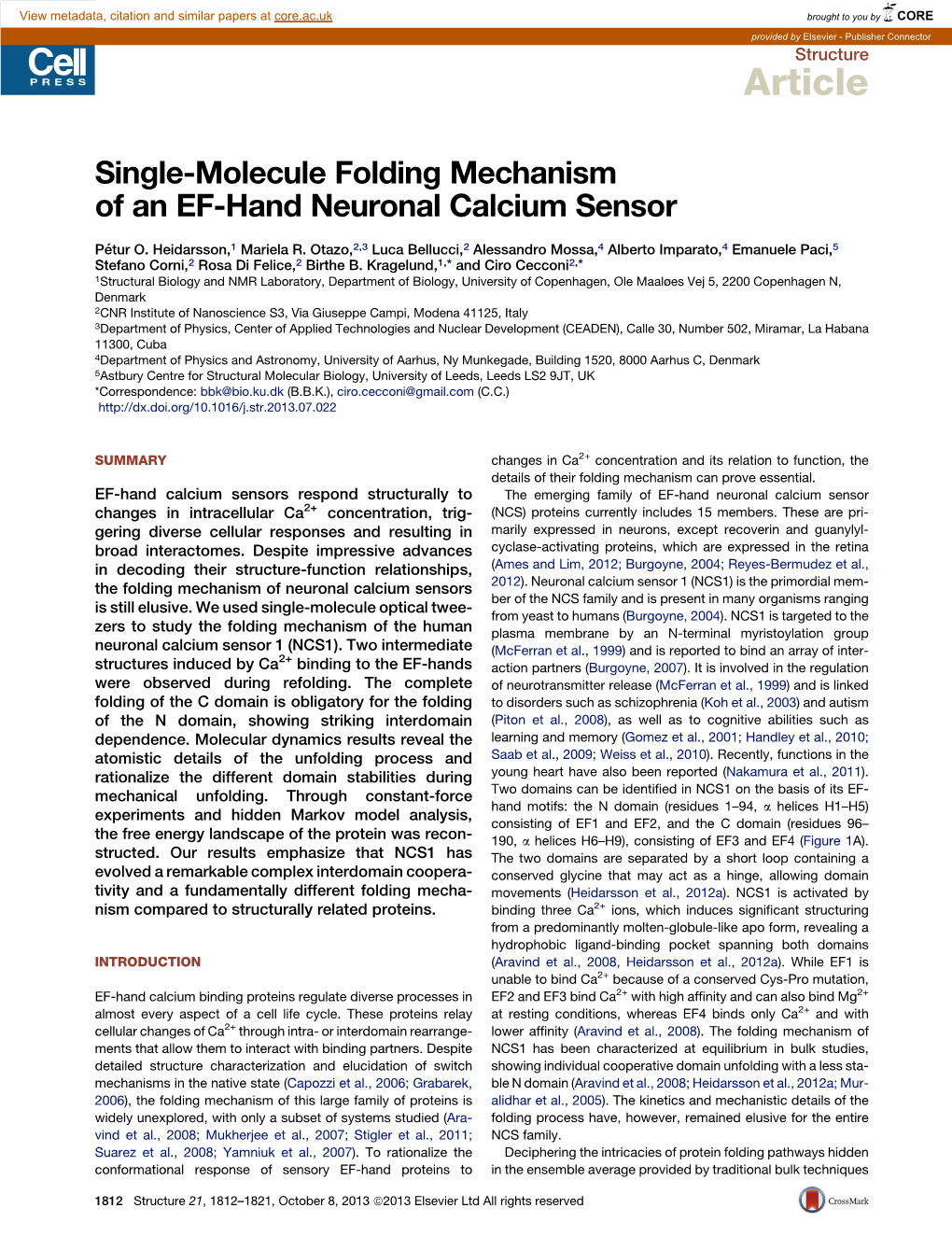 Single-Molecule Folding Mechanism of an EF-Hand Neuronal Calcium Sensor