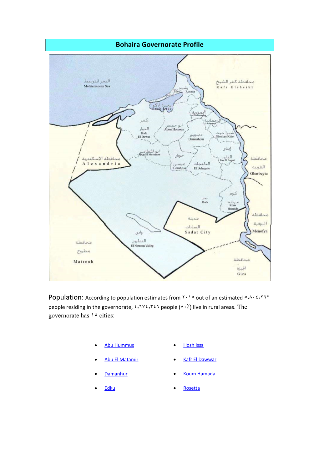 Bohaira Governorate Profile
